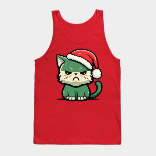 Unamused Christmas Cat Tank Top